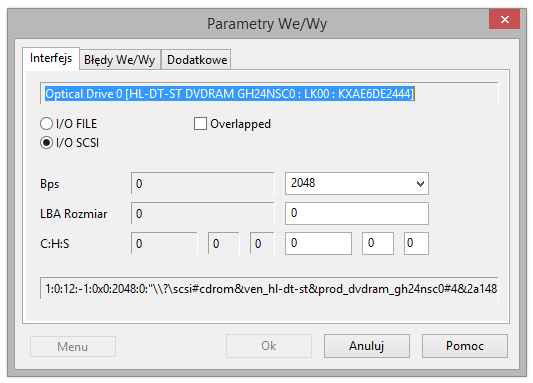 Parametry We/Wy,  Interfejs